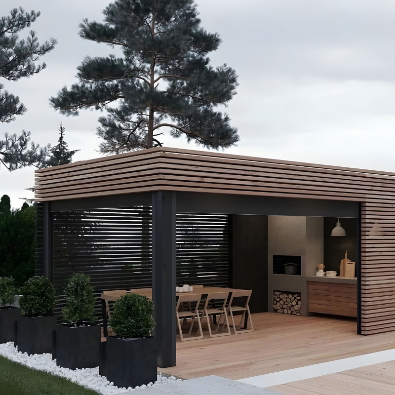 Двускатный навес с поликарбонатом для автомобиля